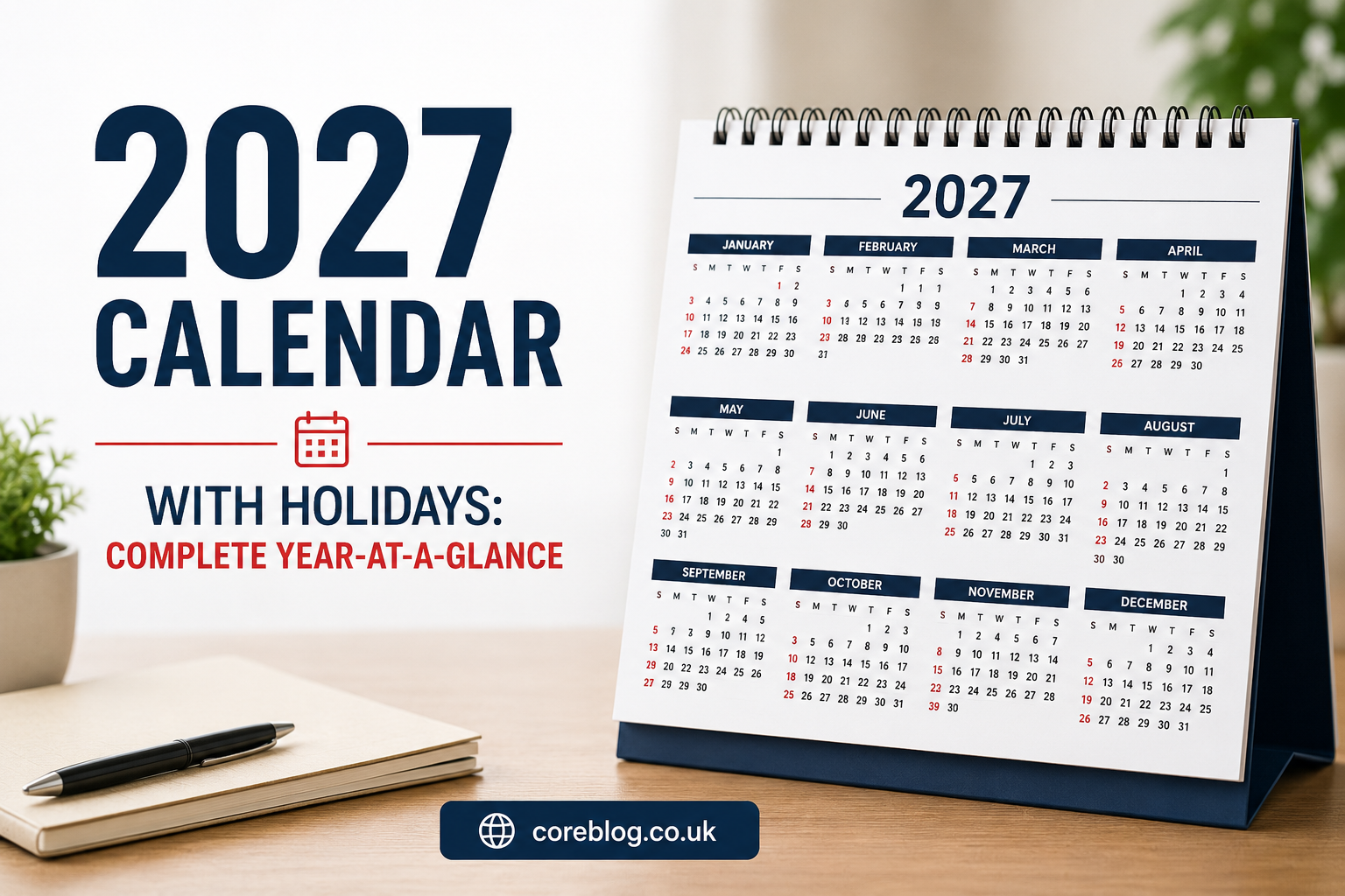 2027 Calendar with Holidays